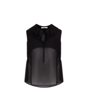 Peep silk georgette top with ruffled collar