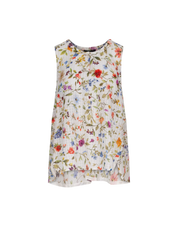Lithe Sleeveless ivory silk and cotton shirt with floral print