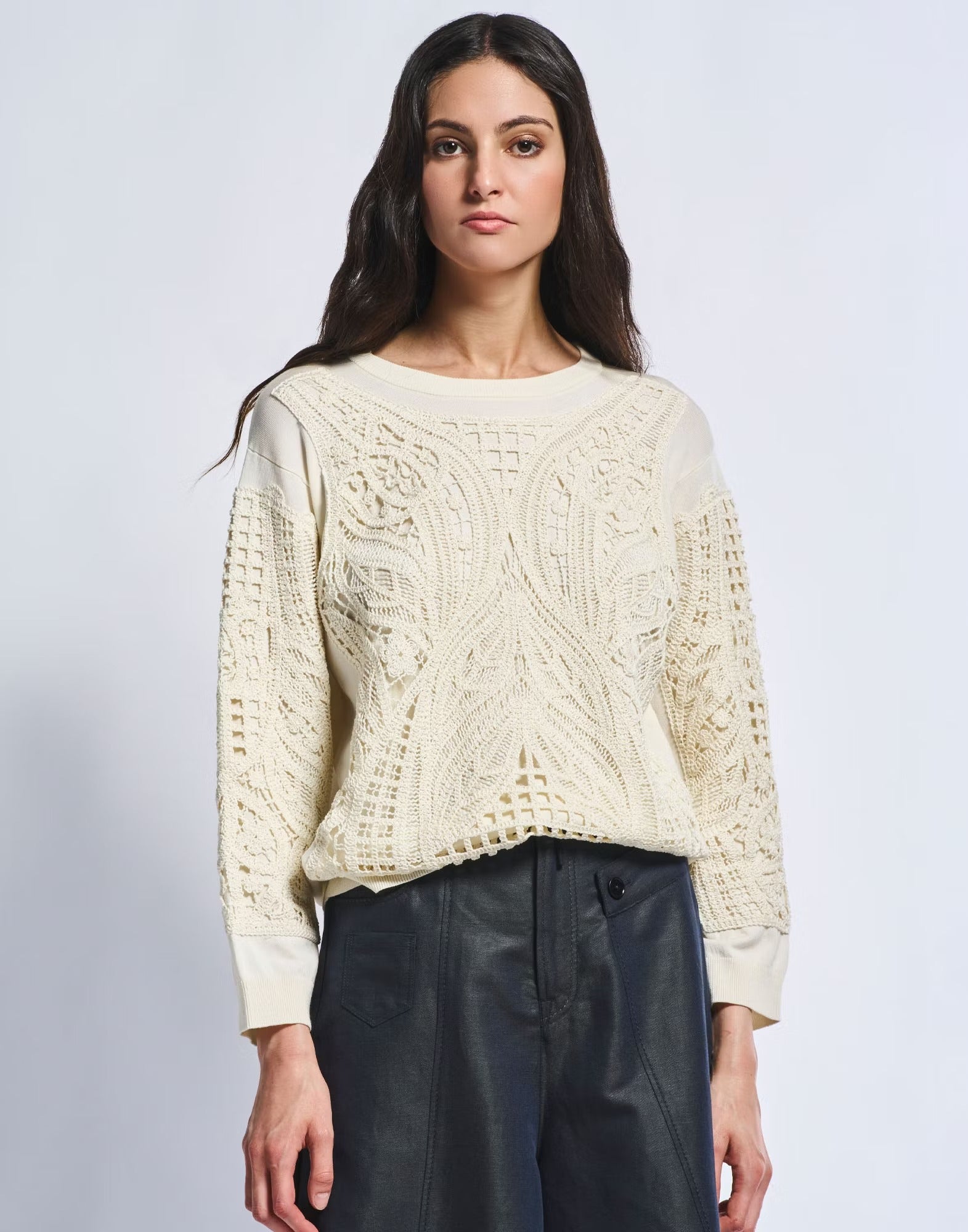 Commendable Embroidered Sweater in silk-lyocell