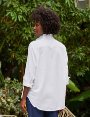 Eileen White Ruffle Collar Button-Up Shirt