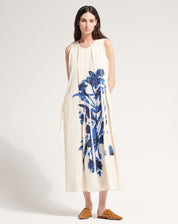 Cheerful Pleated midi dress with floral print