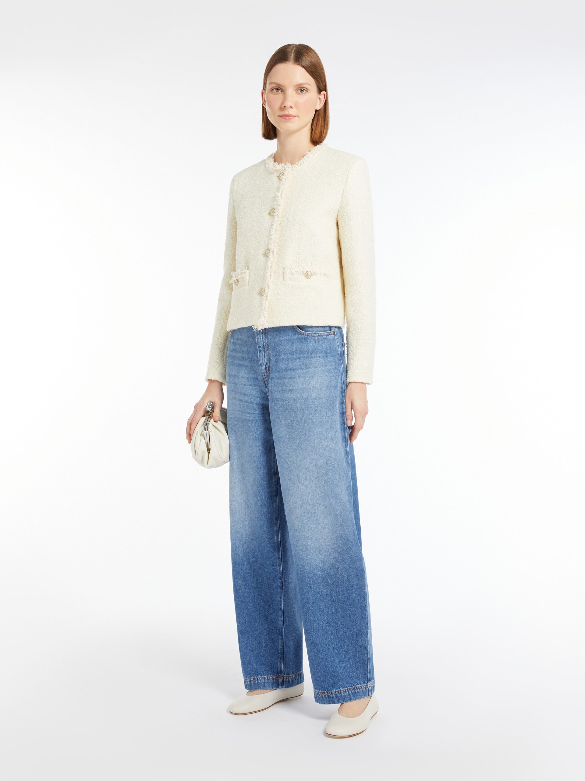 Off White Wool Blend Jacket