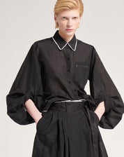 Proclaim Oversized black organza shirt with puff sleeves Black