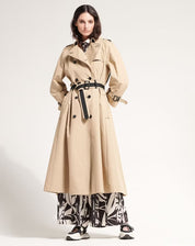 Intercept Double-breasted beige trench with black pleated back