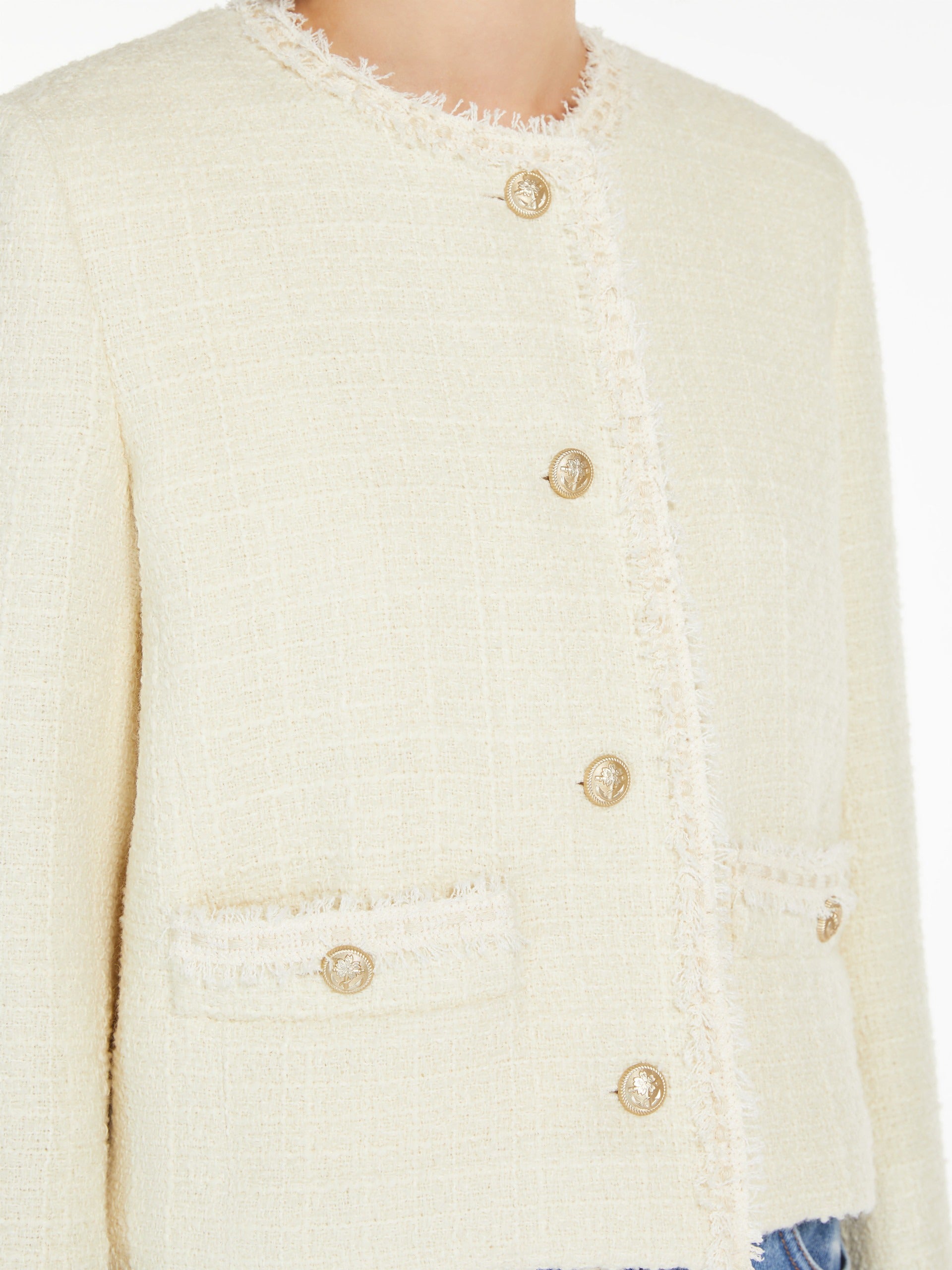 Off White Wool Blend Jacket