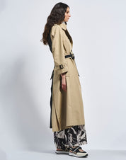 Intercept Double-breasted beige trench with black pleated back