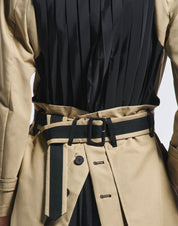 Intercept Double-breasted beige trench with black pleated back