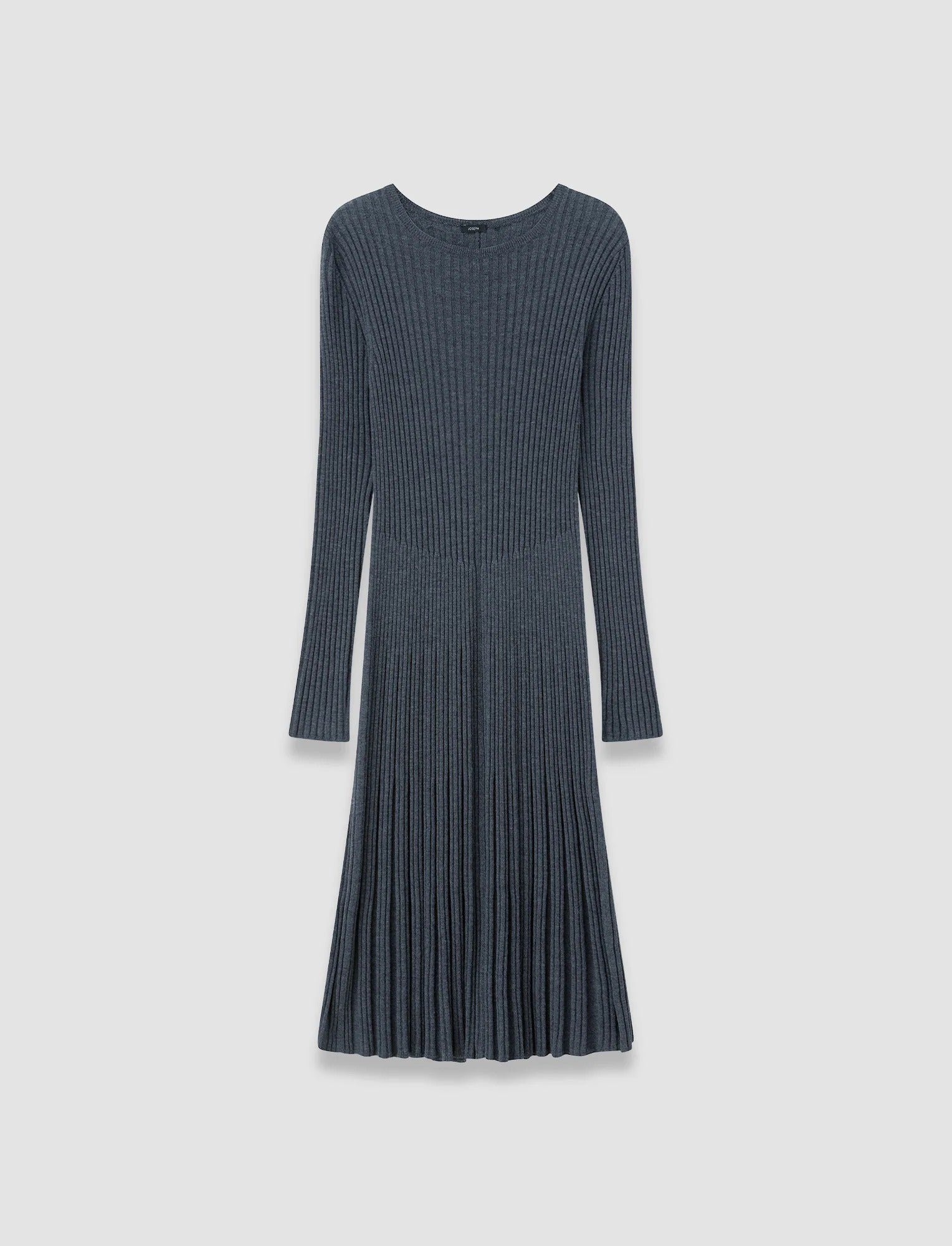 Merino Rib Knit Dress Grey