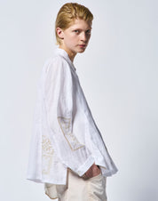 Sequential Ecru ramiè jacket with embroidery
