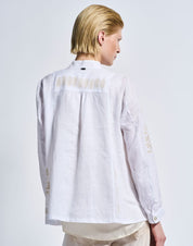 Sequential Ecru ramiè jacket with embroidery