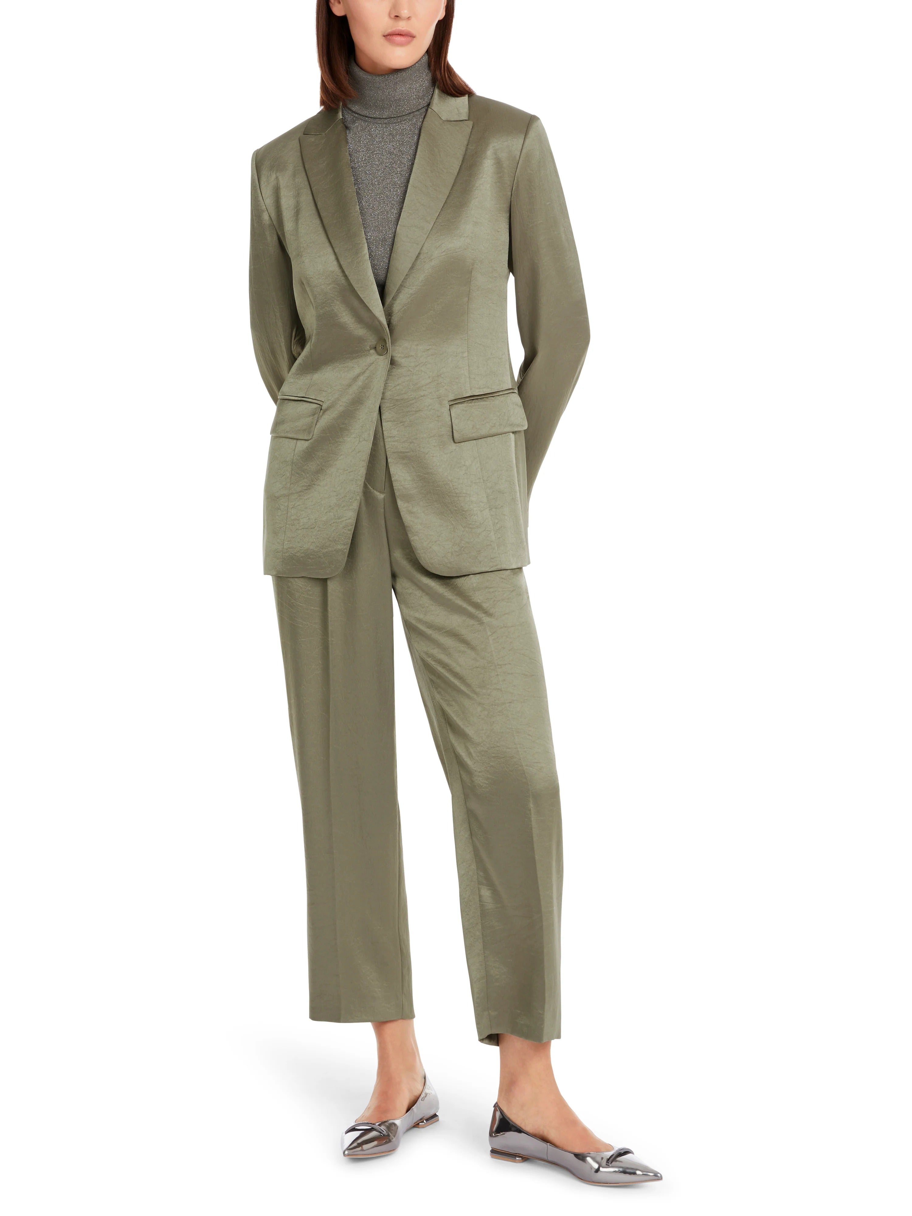Hammered satin blazer sage