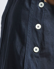 Illustrate Navy blue midi ramiè dress with embroidery