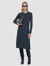 Merino Rib Knit Dress Grey