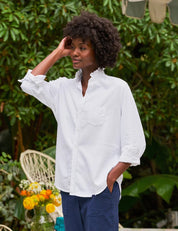 Eileen White Ruffle Collar Button-Up Shirt