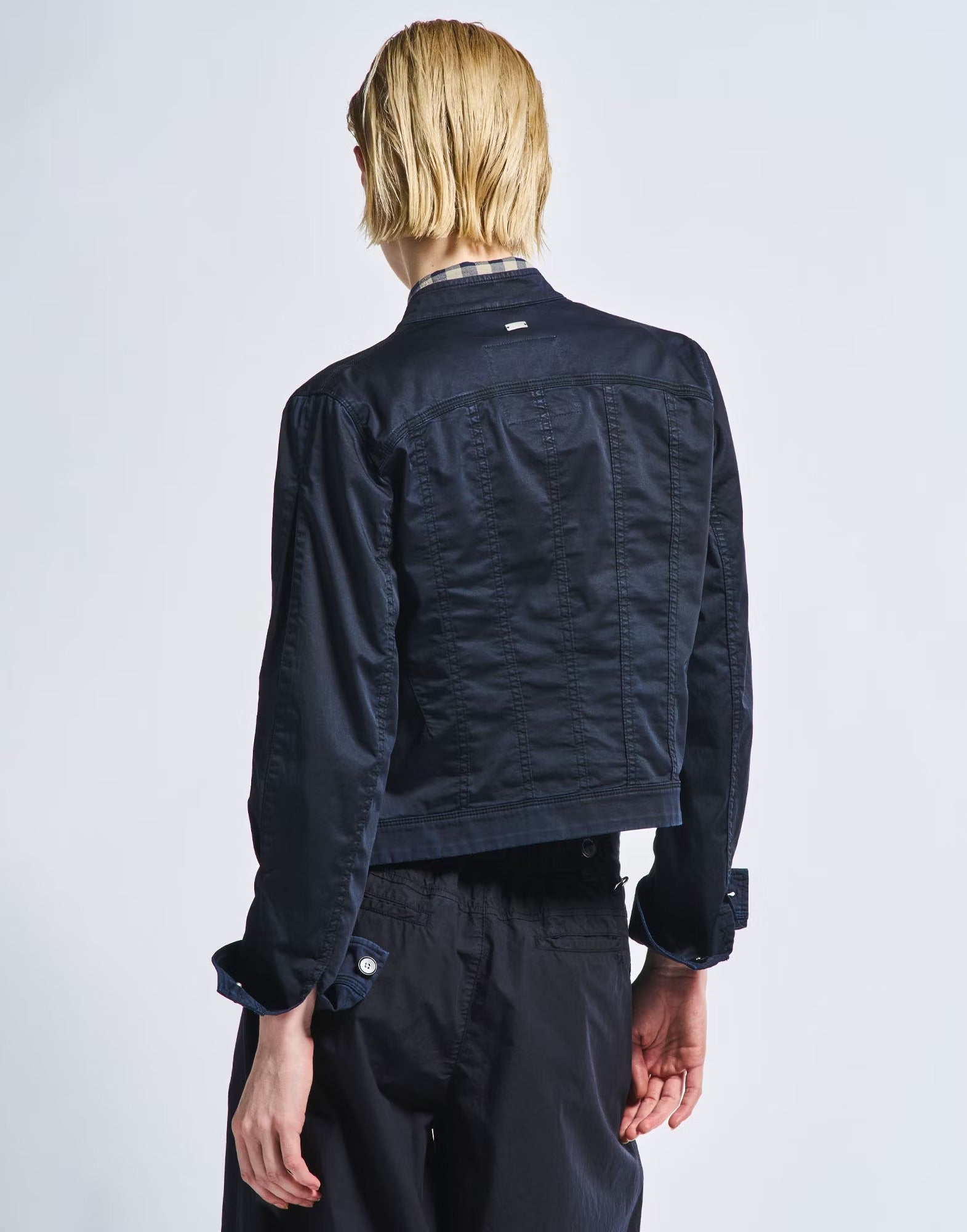 Energetic Navy ombré cotton satin jacket