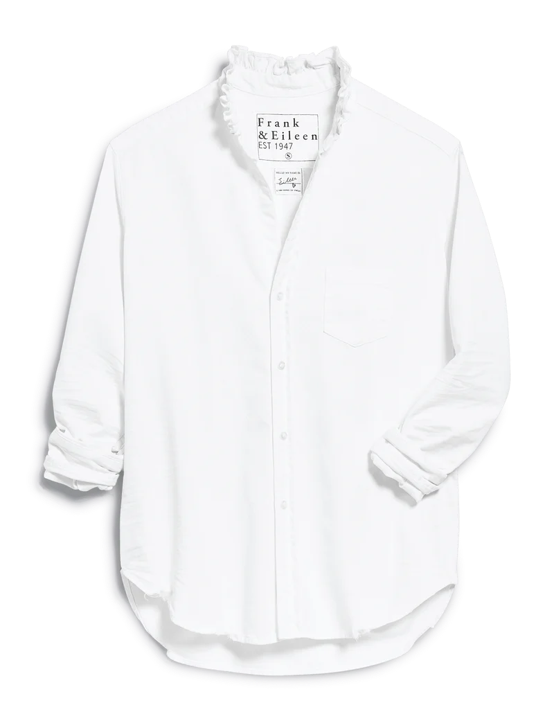 Eileen White Ruffle Collar Button-Up Shirt