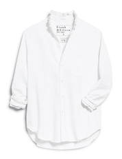 Eileen White Ruffle Collar Button-Up Shirt