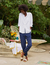 Eileen White Ruffle Collar Button-Up Shirt