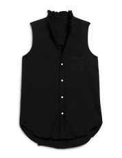 Fiona Black Ruffle Collar Sleeveless Button-Up Shirt