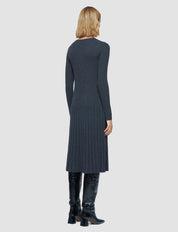 Merino Rib Knit Dress Grey