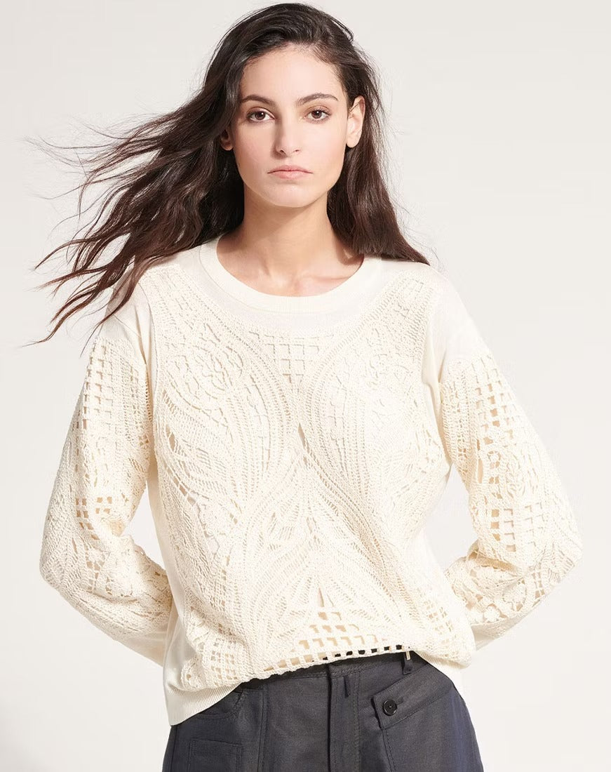 Commendable Embroidered Sweater in silk-lyocell