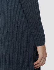 Merino Rib Knit Dress Grey