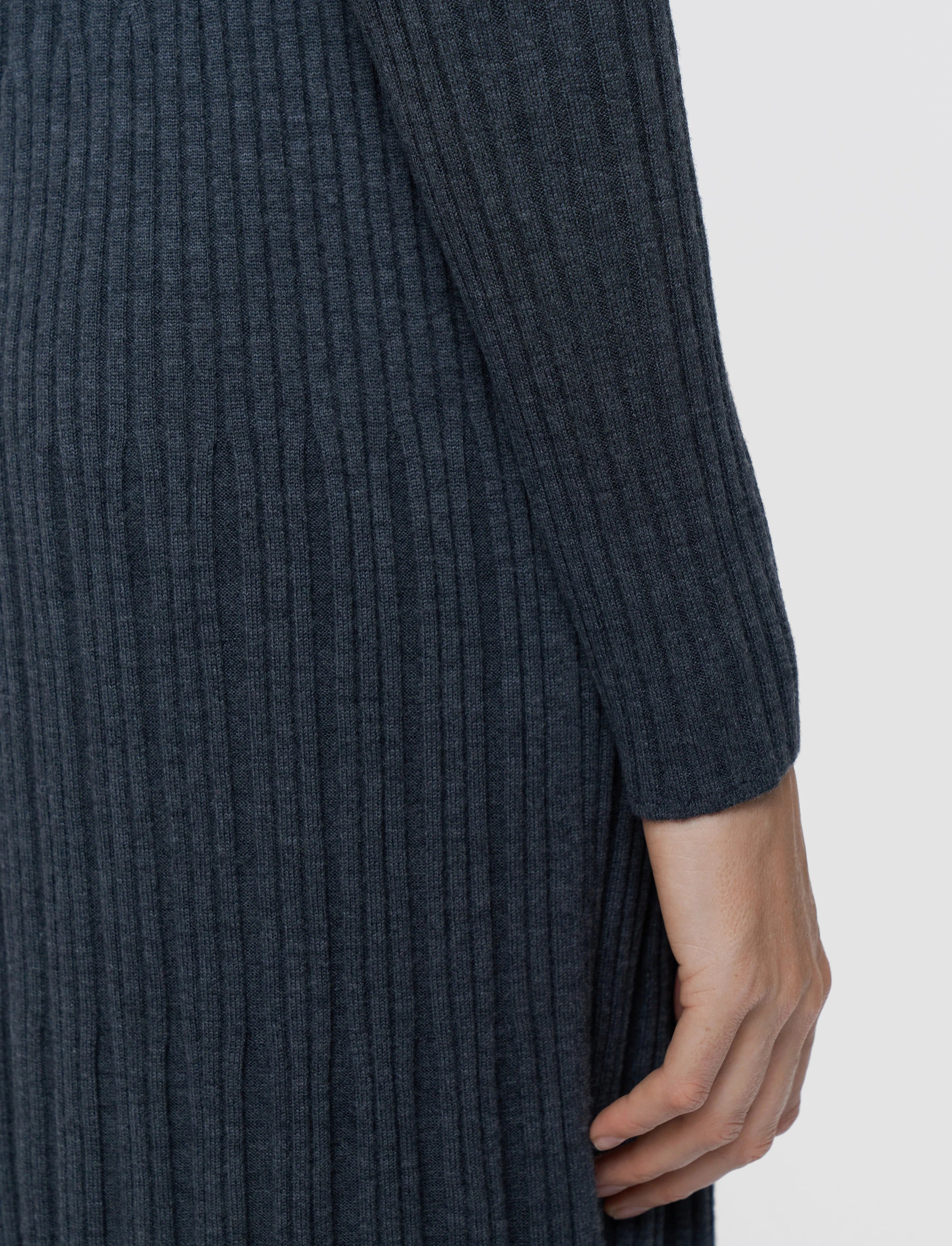 Merino Rib Knit Dress Grey