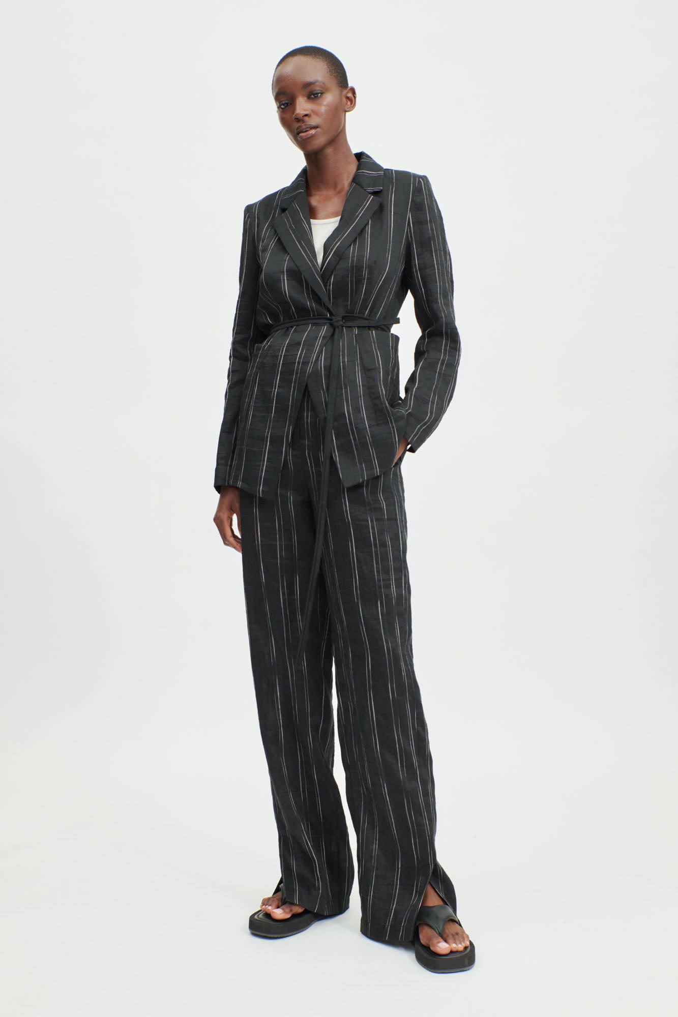 Blazer with tie belt