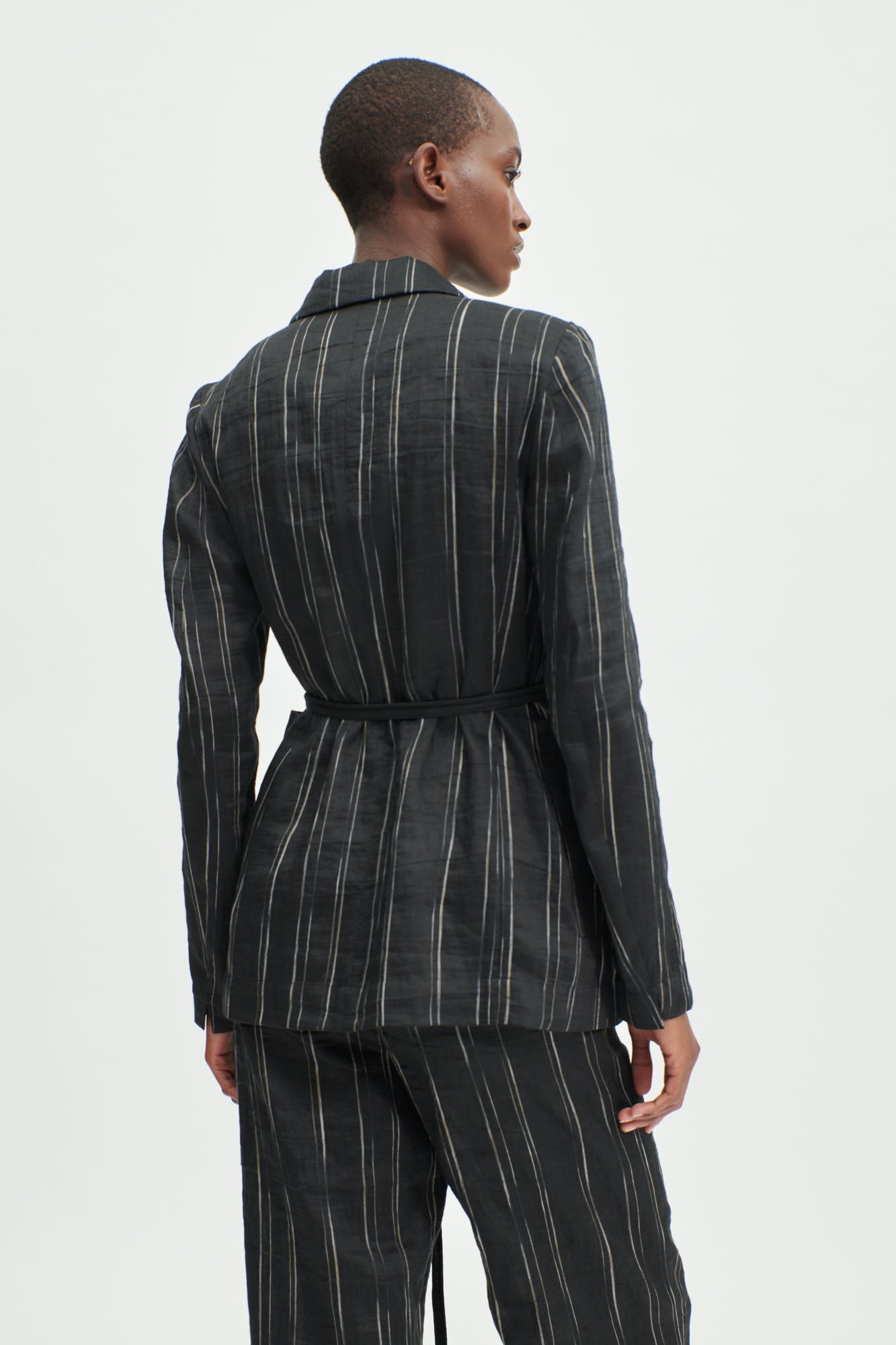 Blazer with tie belt