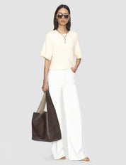 Linen Blend Knit Top Ivory