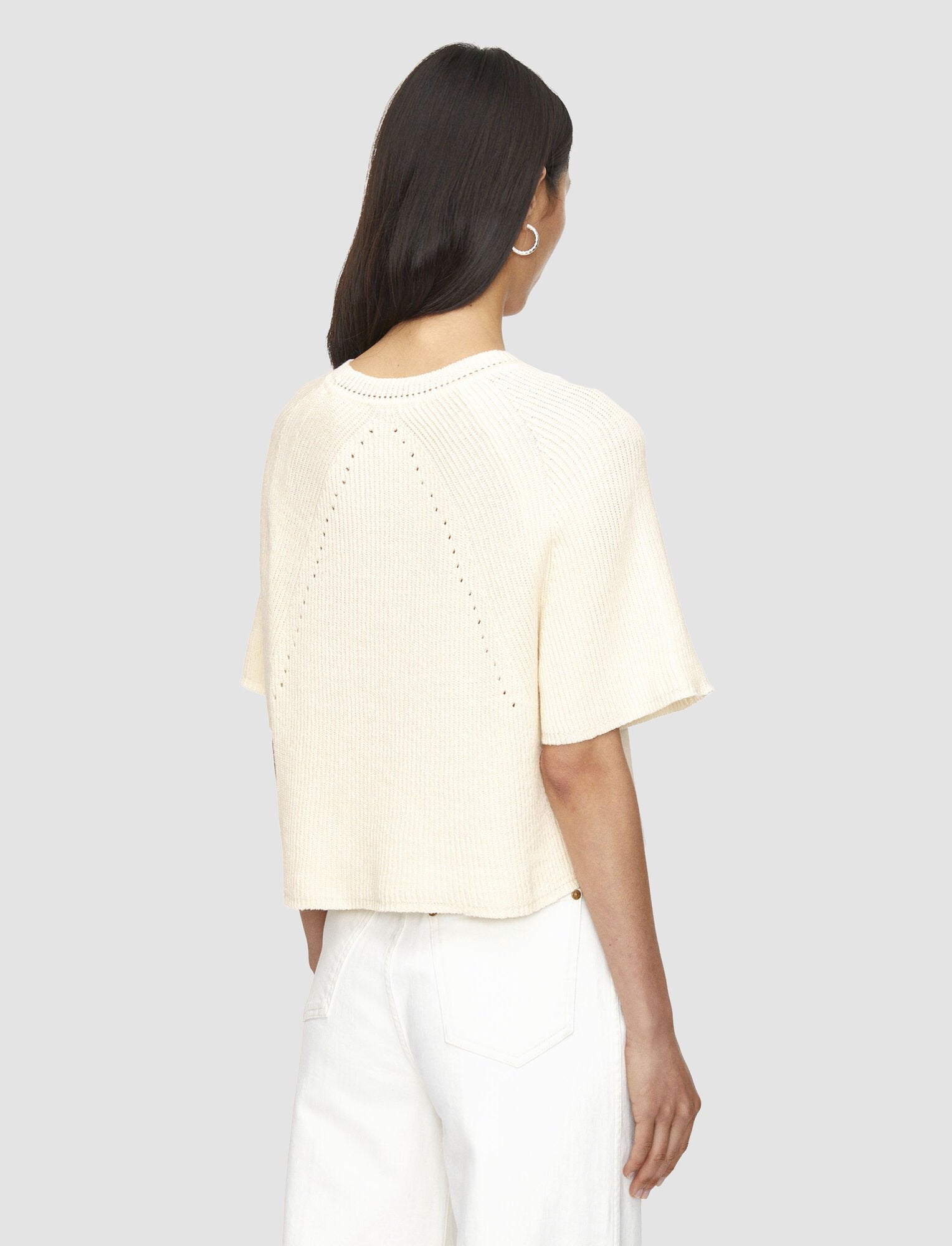 Linen Blend Knit Top Ivory