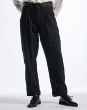 Modernist  Tailored pants in irregular pinstripe