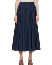 Eracle Navy Skirt Maxi Cotton Silk