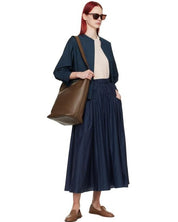 Eracle Navy Skirt Maxi Cotton Silk