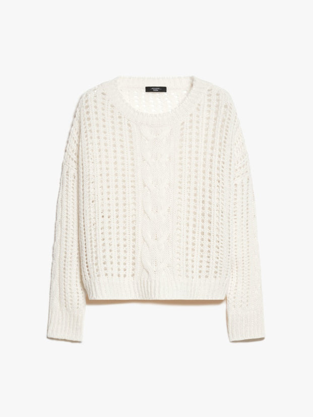 Virgin Wool Cable Knit Sweater Ecru
