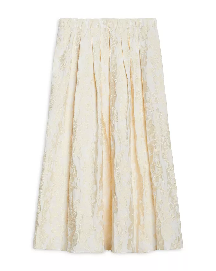 Anzio full embroidered cotton skirt ecru