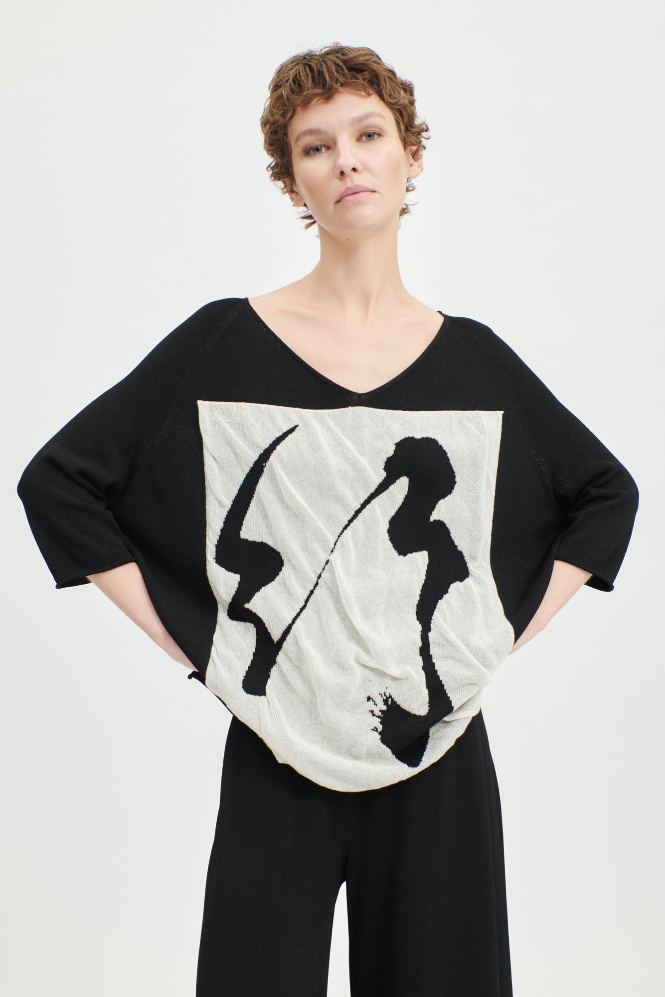 Blk/white Print Sweater
