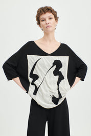 Blk/white Print Sweater