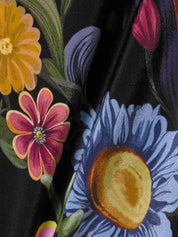 Finley Silk Crepe Dress Black Floral Printed