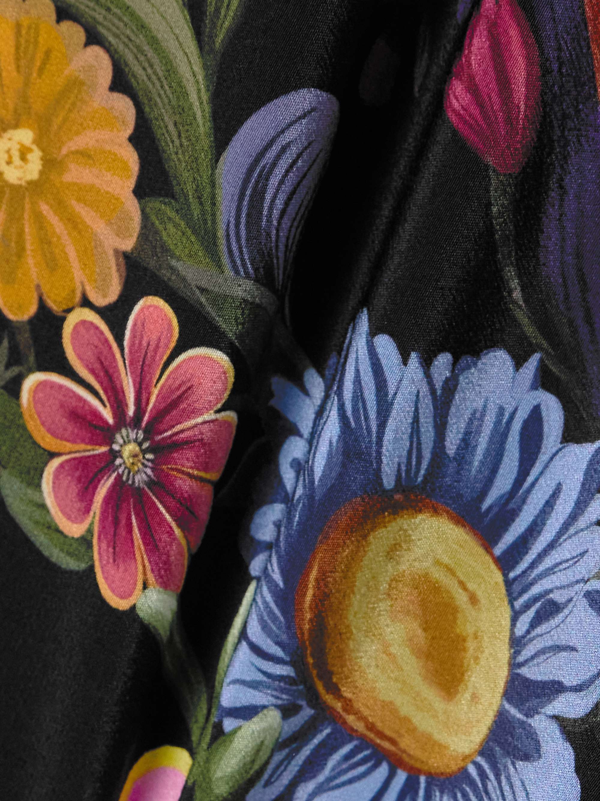 Finley Silk Crepe Dress Black Floral Printed