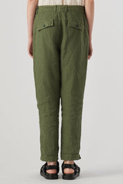 Green Slim Linen Pant