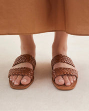 Jonah Two Band Woven Flat Sandal Tan