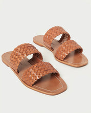 Jonah Two Band Woven Flat Sandal Tan