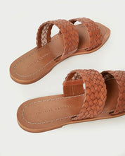 Jonah Two Band Woven Flat Sandal Tan