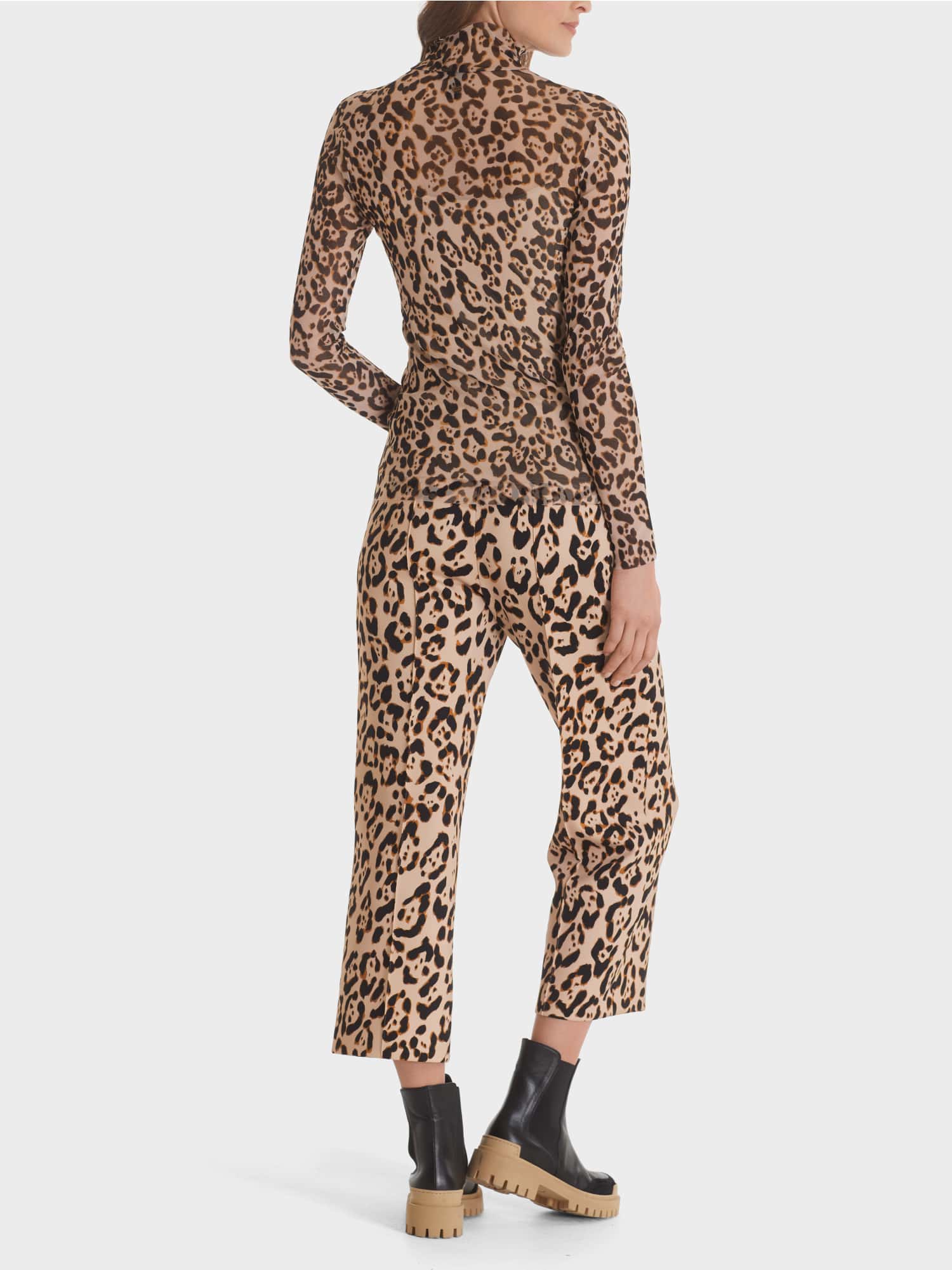 Mesh T-shirt in leopard pattern
