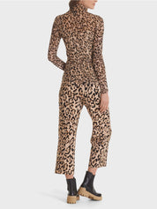 Mesh T-shirt in leopard pattern