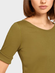 T-shirt with Feminine Décolleté Khaki