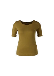 T-shirt with Feminine Décolleté Khaki