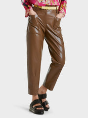 High-Waist Pants in Faux Nappa Leather