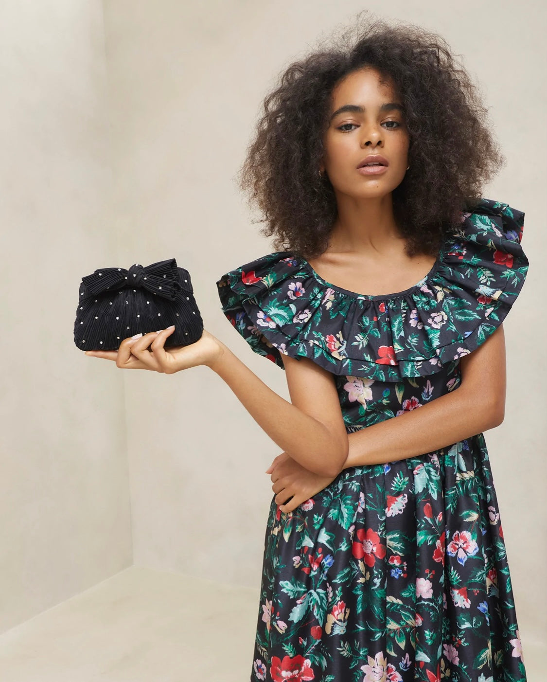 Rochelle Black/Crystal Mini Bow Clutch